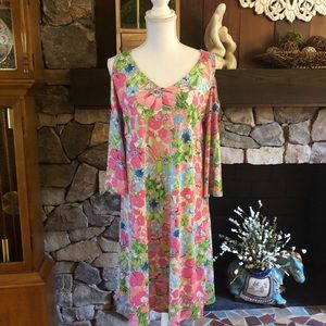 MSK Floral Dress w/Caged cold- shoulder sleeves